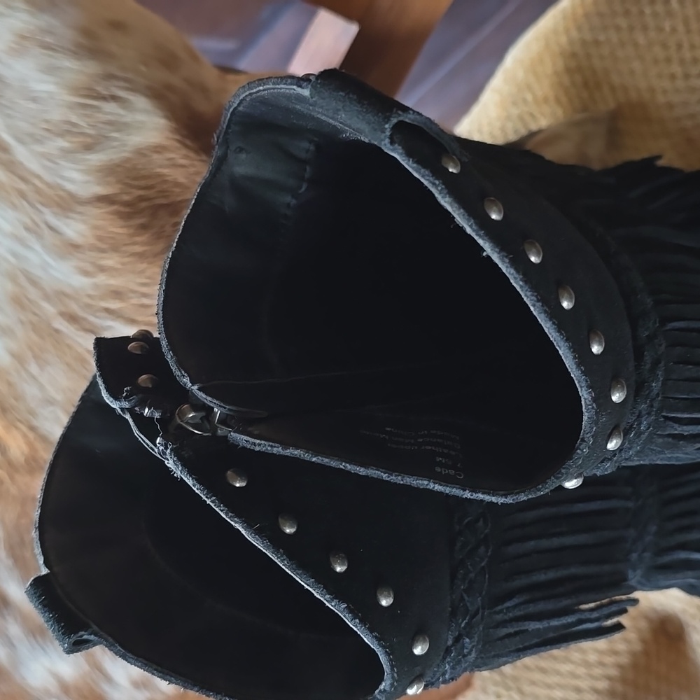 EUC Reba Fringe Leather Suede Boots - Picture 6 of 16